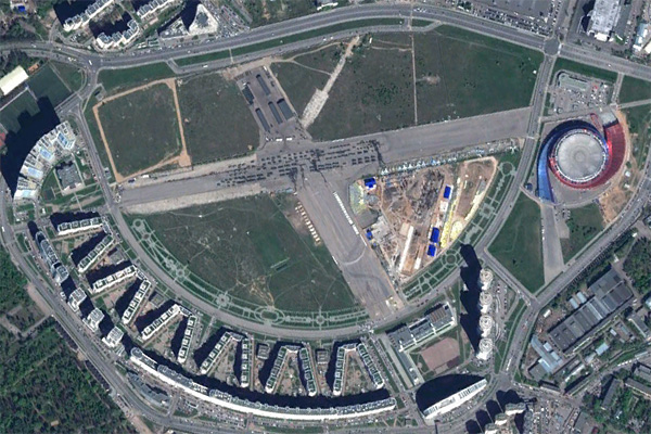 Ансамбль Ходынского бульвара в Москве на картах Гугла
