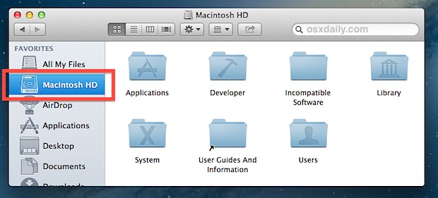 Add Root Folder to the Finder Sidebar in Mac OS X