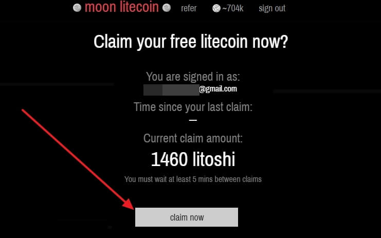запрос бесплатной криптовалюты в MoonLitecoin