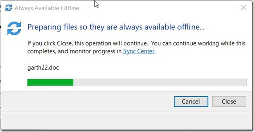 Windows 10 Offline Files - Network Folder - Always Available Offline