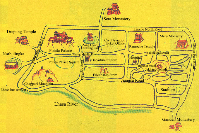 Lhasa Attractions Map