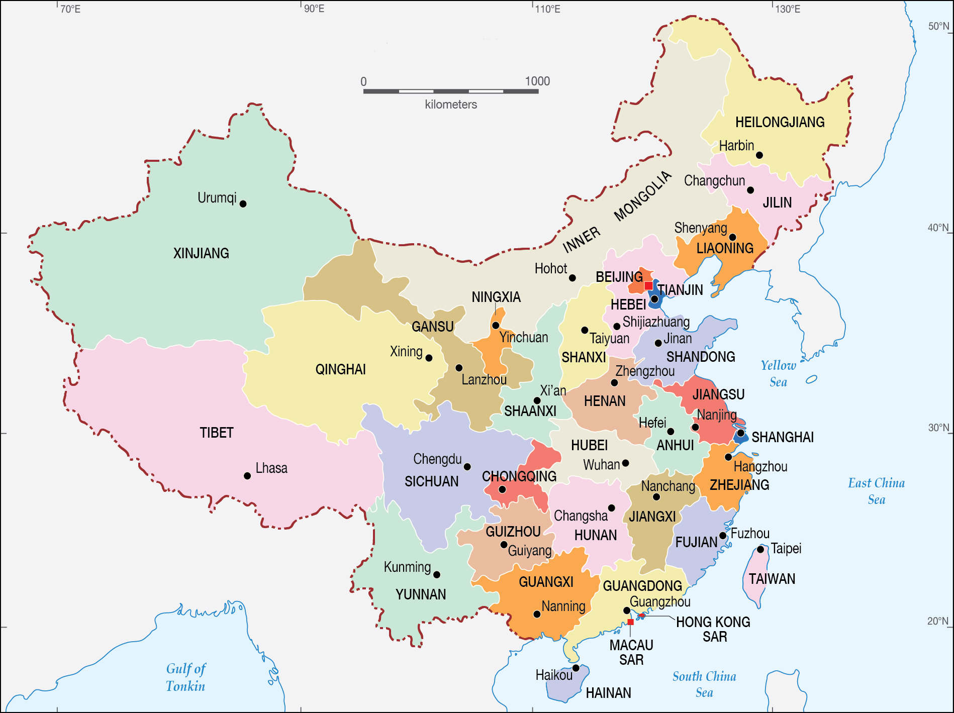 Tibet on Asia Map